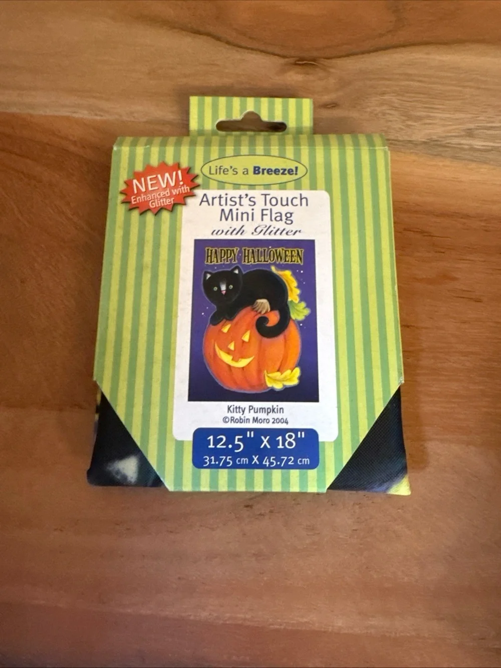 New Lifes A Breeze Kitty Cat Pumpkin Hallowen Flag 12.5